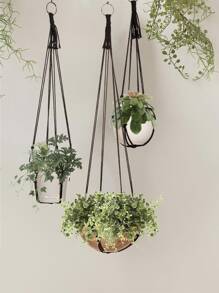 3 件/套黑色植物挂架，波西米亚风面料多功能悬挂花盆篮，适用于家庭万圣节圣诞节感恩节（不含花盆/花）1 件波西米亚风手工编织多功能纸巾收纳网，带挂绳