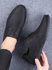 Giày cưới nam màu trơn Ren lên - màu đen - Xem 2