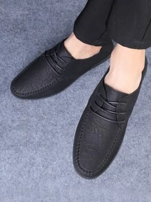 Giày cưới nam màu trơn Ren lên - màu đen - Xem 4