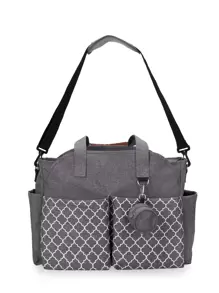 1pc Geometric Pattern Diaper Bag - Grey - View 2