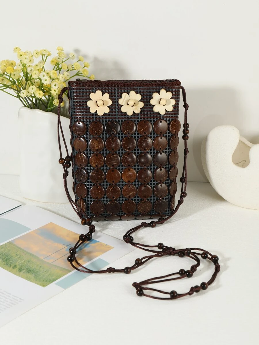 Vintage Mini Màu Ngẫu Nhiên Trang Trí Hoa Túi Đeo Chéo - Cà phê nâu - Xem 1