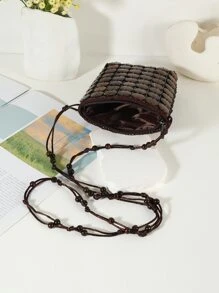 Vintage Mini Màu Ngẫu Nhiên Trang Trí Hoa Túi Đeo Chéo - Cà phê nâu - Xem 2