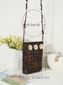 Vintage Mini Màu Ngẫu Nhiên Trang Trí Hoa Túi Đeo Chéo - Cà phê nâu - Xem 3