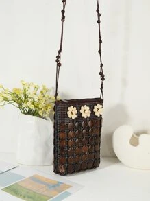 Vintage Mini Màu Ngẫu Nhiên Trang Trí Hoa Túi Đeo Chéo - Cà phê nâu - Xem 5