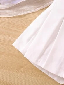 SHEIN Cô Gái Trẻ Trắng Màu thuần Giải trí Đơn giản Xếp li Quần short Cho mùa hè - trắng - Xem 4