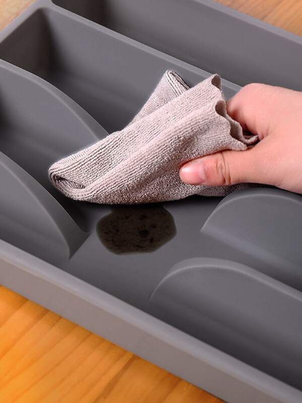 1pc Gray Kitchen Drawer Organizer For Cutlery, Soup Ladles, Knives And