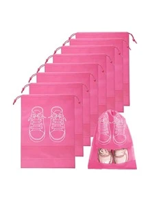 3 Túi Đựng Giày Di Động, Túi Đựng Giày Di Động Đơn Giản Tổ Chức Lưu Trữ Có Dây Cho Hộ Gia Đình - Hồng - Xem 1