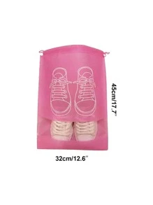 3 Túi Đựng Giày Di Động, Túi Đựng Giày Di Động Đơn Giản Tổ Chức Lưu Trữ Có Dây Cho Hộ Gia Đình - Hồng - Xem 3