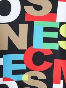 SHEIN Cậu bé Tween Đồ họa Chữ cái Áo thun & quần thể thao - màu đen - Xem 4