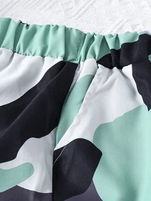 SHEIN 男孩迷彩印花翻蓋口袋工裝褲