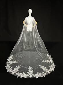 Envoltura de boda con bordado floral - Blanco - Ver 1