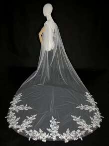 Envoltura de boda con bordado floral - Blanco - Ver 2