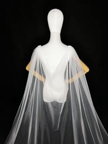 Envoltura de boda con bordado floral - Blanco - Ver 4