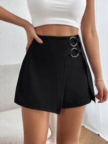 Firerie Ring Linked Wrap Hem Skort - Black - View 1