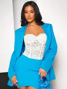 SHEIN BAE Solid Lace Tube Top - White - View 1