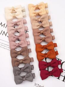 20pcs Girls Bow Decor Polyester Hair Clip - Camel - View 1