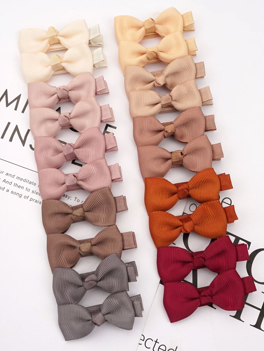 20pcs Girls Bow Decor Polyester Hair Clip - Camel - View 1