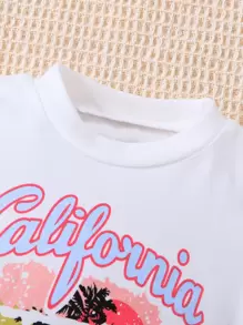 Baby Girl Palm Tree & Letter Graphic Tee - White - View 3