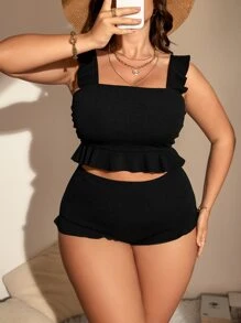 Swim Chiccia 夏季海灘加大碼荷葉邊比基尼套裝