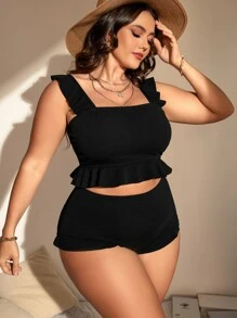 Swim Chiccia 夏季海灘加大碼荷葉邊比基尼套裝