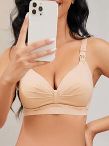 SHEIN Maternity Solid Nursing Bra - Apricot - View 6
