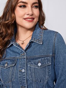 SHEIN Essnce Cazadora mezclilla con bolsillo con solapa