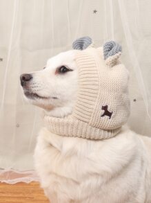 1pc Acrylic Fiber Warm And Elastic Pet Headgear For Dogs And Cats Used At Home Or Outside - Beige - View 3