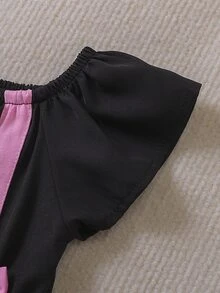 Bebé con lazo delantero ribete con fruncido Vestido & Accesorio Diadema