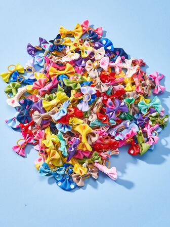 5入組隨機寵物毛髮蝴蝶結、寵物頭飾髮帶