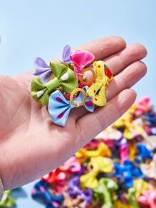 5入組隨機寵物毛髮蝴蝶結、寵物頭飾髮帶