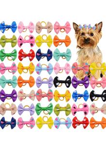 5入組隨機寵物毛髮蝴蝶結、寵物頭飾髮帶