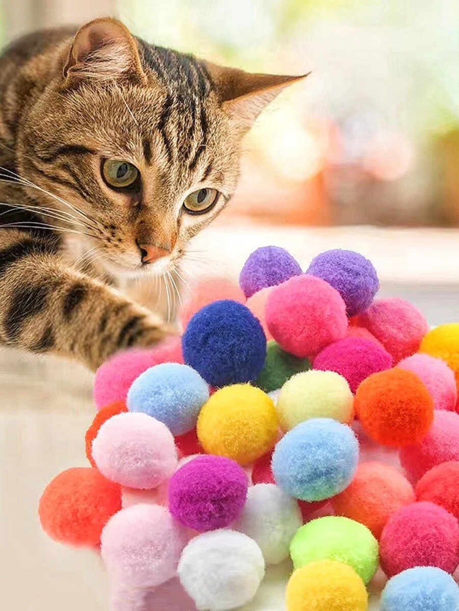 30入組隨機球形設計逗貓玩具