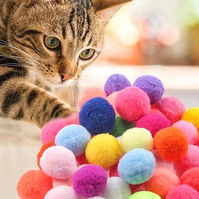 30入組隨機球形設計逗貓玩具