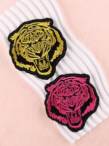 2入組/套老虎刺繡熨燙貼佈滌綸DIY服裝配飾 - 彩色 - 查看 1