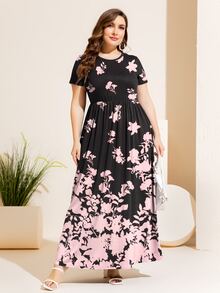 DEARCASE Plus Floral Print A-line Dress - Multicolor - View 5