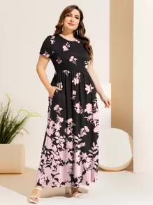 DEARCASE Plus Floral Print A-line Dress - Multicolor - View 1