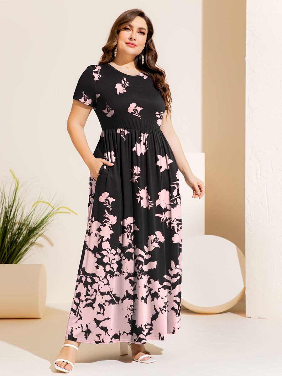 DEARCASE Plus Floral Print A-line Dress - Multicolor - View 1