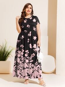 DEARCASE Plus Floral Print A-line Dress - Multicolor - View 4