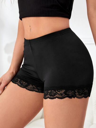 SHEIN Tall Contrast Lace Trim Biker Shorts