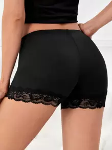 SHEIN Tall Contrast Lace Trim Biker Shorts