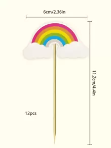 12入組/套紙蛋糕裝飾創意彩虹設計派對蛋糕裝飾 - 彩色 - 查看 2