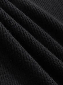 DAZY Áo dệt kim nữ Gân đan màu trơn Giải trí - màu đen - Xem 3