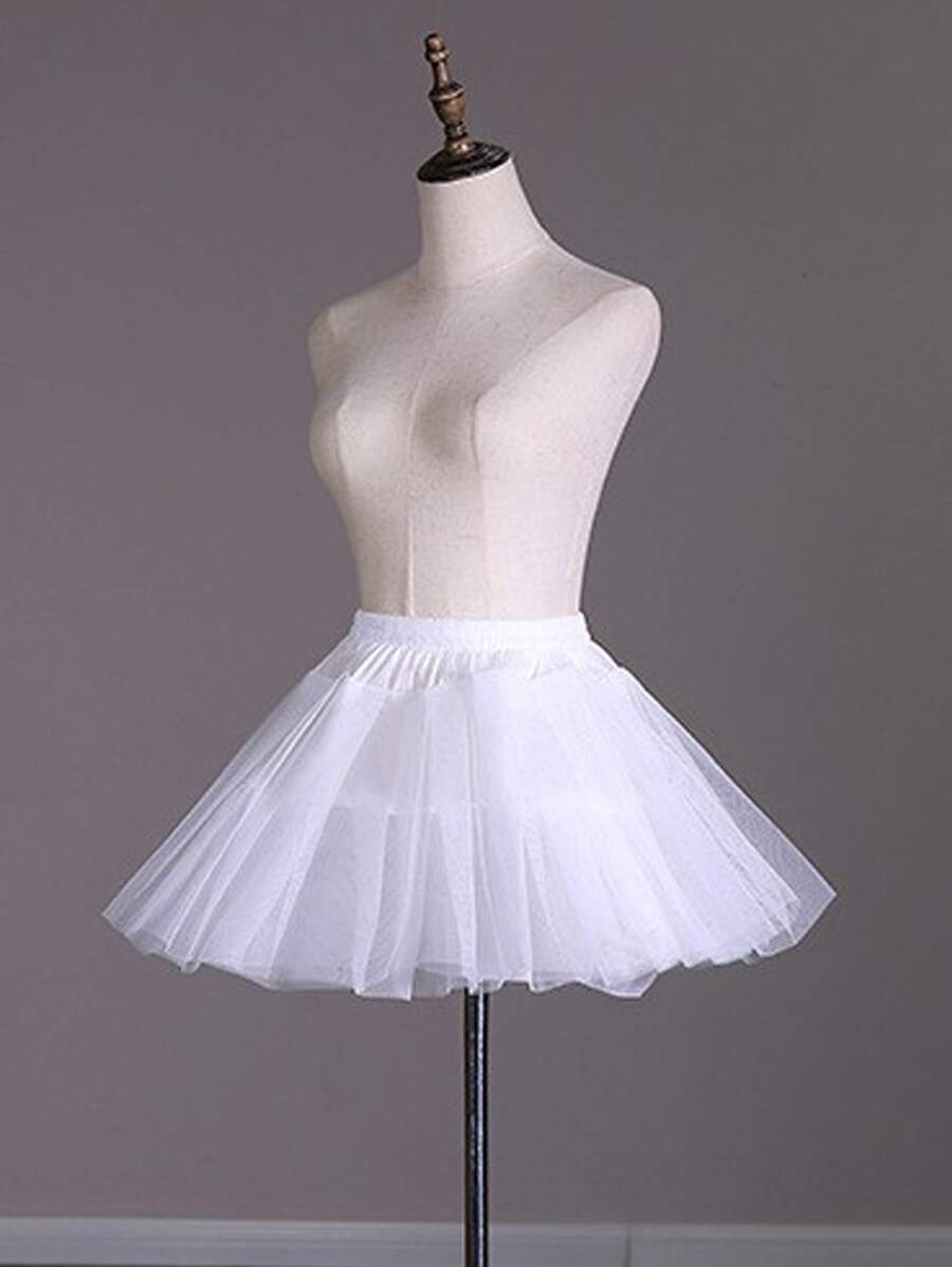 1 件白色网状衬裙，适用于新娘礼服、裙子、芭蕾裙等。带可调节腰带和 3 层钢圈。黑色/白色可选女士秋装 - 白色 - 查看 1