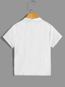 SHEIN Toddler Boys Solid Button Front Shirt - White - View 3