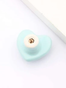1pc Porcelain Drawer Knob, Heart Shaped Drawer Handle For Home - Mint Green - View 2