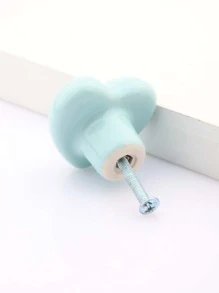 1pc Porcelain Drawer Knob, Heart Shaped Drawer Handle For Home - Mint Green - View 5