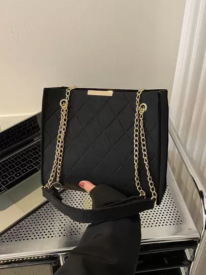 Stitch Chain 方形包適合青少年女孩女大學生、菜鳥和白領完美適合辦公室、工作、商務、通勤 最佳女式工作包