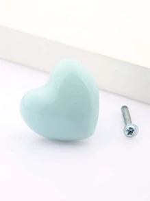 1pc Porcelain Drawer Knob, Heart Shaped Drawer Handle For Home - Mint Green - View 4