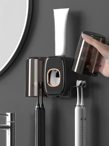 WHICHLIFE 1 Bộ Giá Treo Bàn Chải Đánh Răng Treo Tường Có Cốc Súc Miệng, Giá Treo Bàn Chải Đánh Răng Đồng Bằng Hiện Đại Cho Phòng Tắm - màu đen - Xem 2