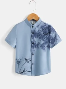 小男童植物圖案襯衫